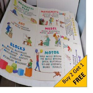 Center Signs (8) DOUBLE SIDED English / Spanish LAMINATED Classroom Posters